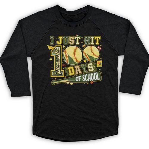 I Just Hit 100 Days Of School Baseball Teacher Boy Girl Kid Baseball Raglan Shirt - Sportilla