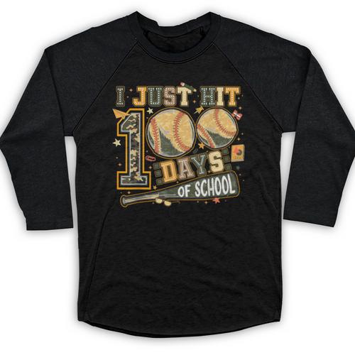 I Just Hit 100 Days Of School Camo Baseball Boy Kids Teacher Baseball Raglan Shirt - Sportilla