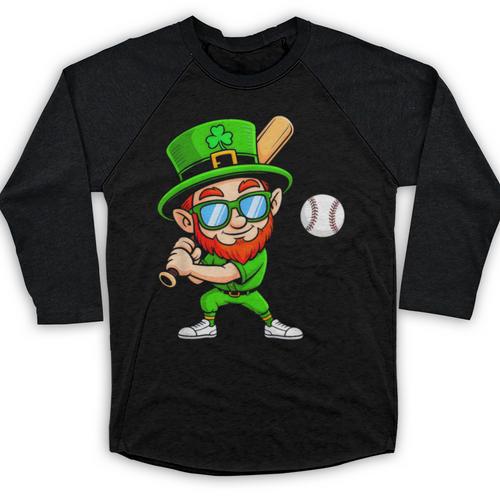 Kids St Patricks Day Shirt Leprechaun Baseball Boys Men Baseball Raglan Shirt - Sportilla
