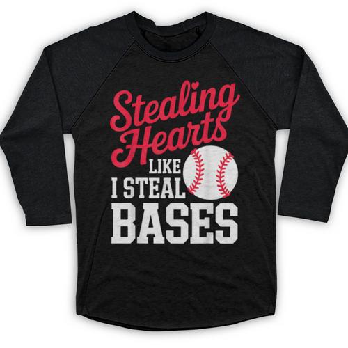 Kids Stealing Hearts Cute Baseball Boys Baseball Raglan Shirt - Sportilla