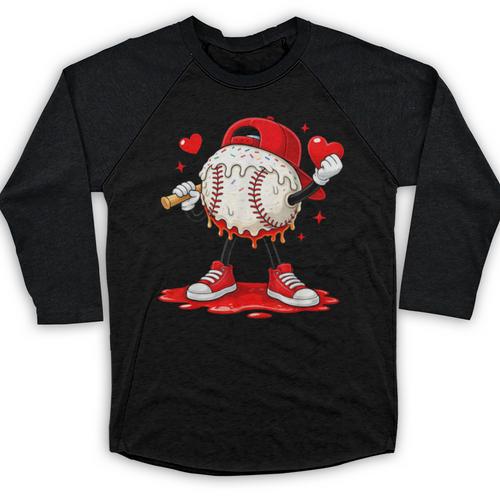 Kids Valentine Baseball Boys Valentines Day Tee Baseball Raglan Shirt - Sportilla