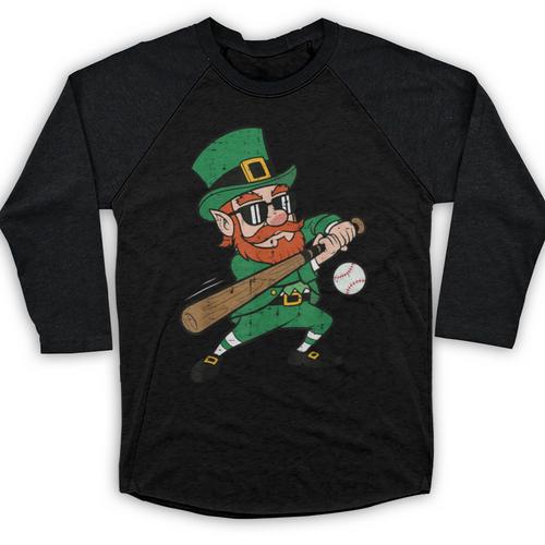 Leprechaun Baseball St Patricks Day Saint Pattys Men Boys Baseball Raglan Shirt - Sportilla