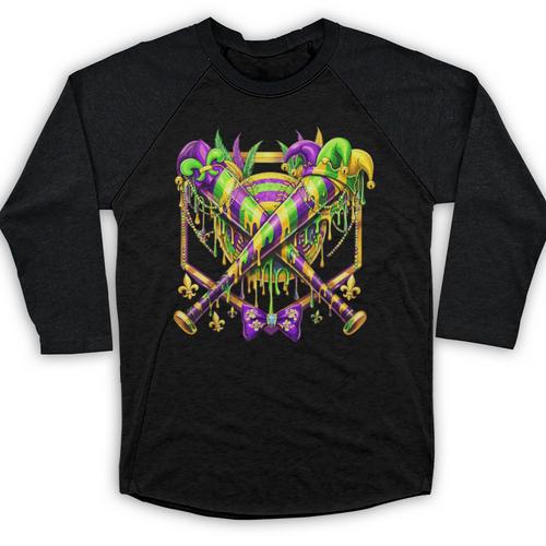 Mardi Gras Baseball Jester Hat New Orleans Men Women Kid Baseball Raglan Shirt - Sportilla