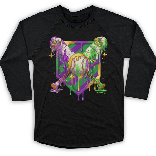 Mardi Gras Ice Cream Drip Baseball Sports For Men Women Kids Baseball Raglan Shirt - Sportilla