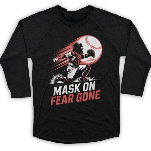 Mask On Fear Gone Baseball Catcher Softball Baseball Raglan Shirt - Sportilla