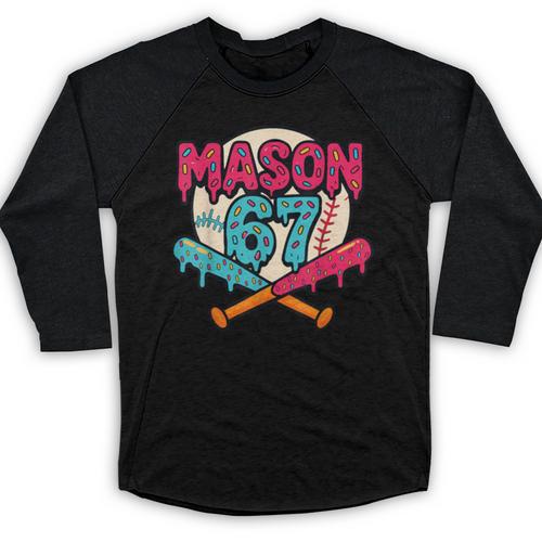 Mason 67 Ice Cream Drip Baseball Meme Graphics Baseball Raglan Shirt - Sportilla