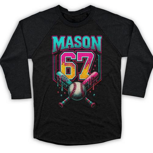 Mason 67 Ice Cream Drip Baseball Ice Cream Drip Baseball Raglan Shirt - Sportilla