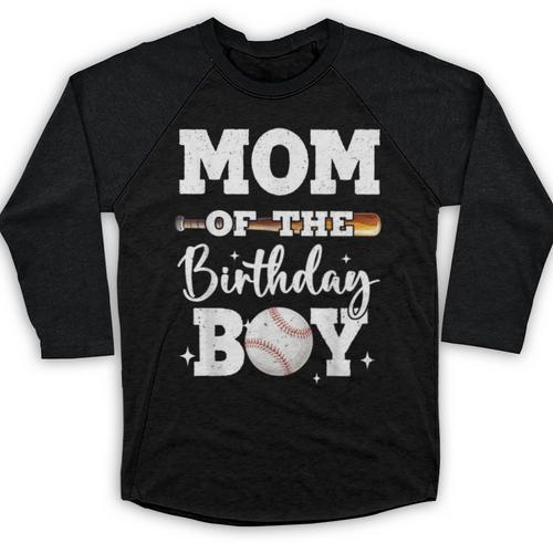 Mom Of The Birthday Boy Baseball Bday Family Baseball Raglan Shirt - Sportilla