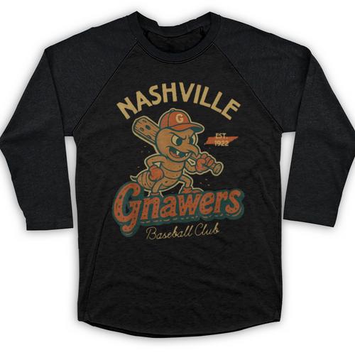 Nashville Gnawers Retro Minor League Baseball Baseball Raglan Shirt - Sportilla