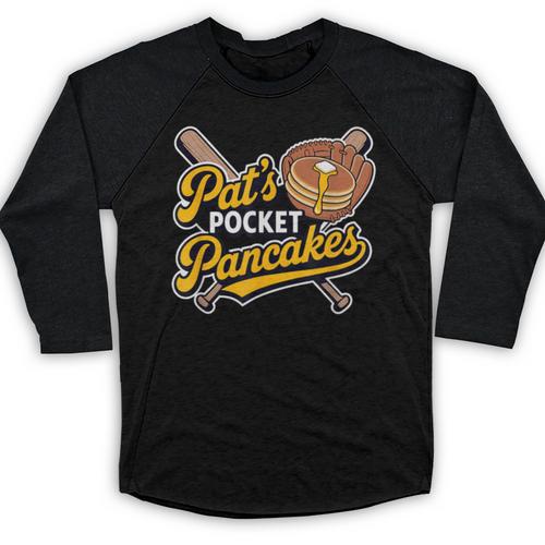 Pat's Pocket Pancakes Baseball Glove Stack Syrup Baseball Raglan Shirt - Sportilla