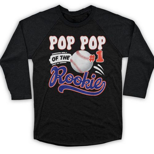 Pop Pop Rookie Of Year 1st Birthday Baseball Theme Matching Baseball Raglan Shirt - Sportilla