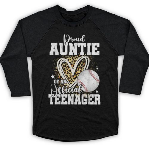 Proud Auntie Of An Official Teenager 13th Birthday Baseball Baseball Raglan Shirt - Sportilla