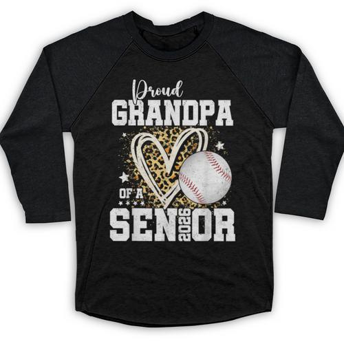 Proud Grandpa Of A 2026 Senior Baseball Graduation Leopard Baseball Raglan Shirt - Sportilla