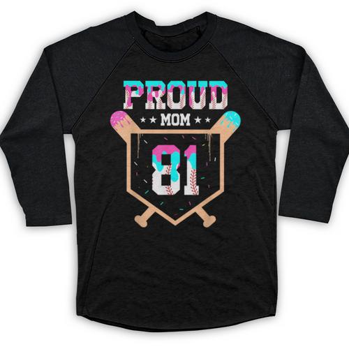 Proud Mom Baseball Player Number 81 Ice Cream Drip Baseball Raglan Shirt - Sportilla