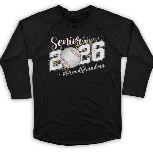 Proud Senior Grandma Class Of 2026 Baseball Graduate Leopard Baseball Raglan Shirt - Sportilla