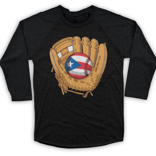 Puerto Rican Flag Baseball Player Boricua Pride Beisbol PR Baseball Raglan Shirt - Sportilla