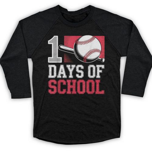 Retro 100 Days Of School Baseball Teacher Student 100 Days Baseball Raglan Shirt - Sportilla