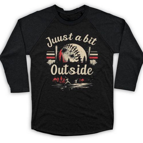 Retro Quote Just a Bit Outside Baseball Vintage Baseball Raglan Shirt - Sportilla