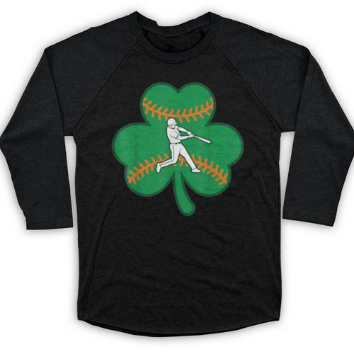 Retro Shamrock Baseball St Patricks Day Men Women Boys Girls Baseball Raglan Shirt - Sportilla