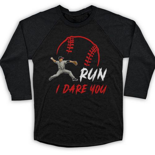 Run Steal I Dare You Humor Baseball Catcher Vintage Baseball Raglan Shirt - Sportilla
