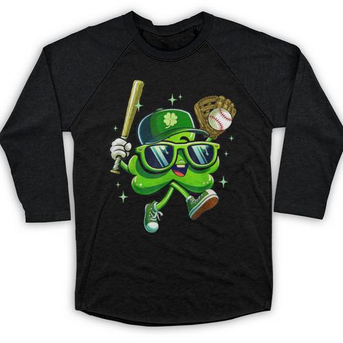 Shamrock Lucky Clover Baseball Patricks Day Family Matching Baseball Raglan Shirt - Sportilla