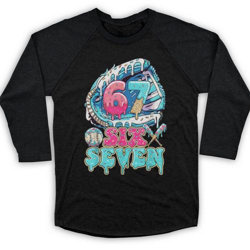Six Seven 67 Ice Cream Drip Baseball For Boy Kids Youth Baseball Raglan Shirt - Sportilla