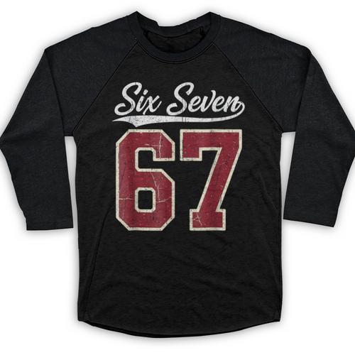 Six Seven Meme Boys Girls Kids 67 Baseball Jersey Baseball Raglan Shirt - Sportilla