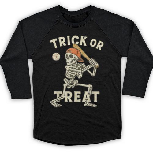 Skeleton Baseball Halloween Costume Men Boys Kids Tee Baseball Raglan Shirt - Sportilla
