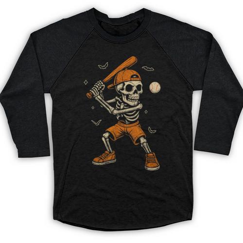 Skeleton Baseball Player Costume Halloween Men Boys Baseball Raglan Shirt - Sportilla