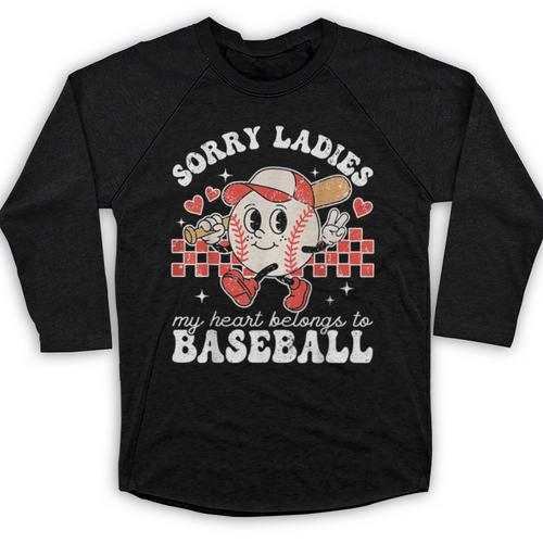 Sorry Ladies My Heart Belongs To Baseball Boy Kids Baseball Raglan Shirt - Sportilla