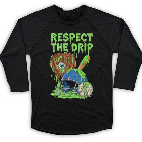 Spooky Zombie Respect The Drip Baseball Halloween Baseball Raglan Shirt - Sportilla