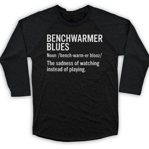 Sport Definition Baseball Soccer Benchwarmer Blues Baseball Raglan Shirt - Sportilla