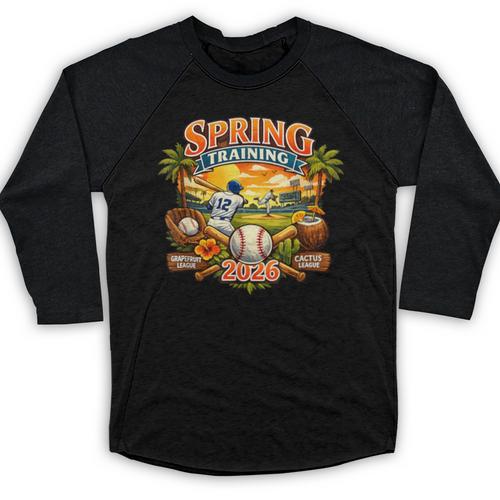 Spring Training 2026 Baseball Vintage Sunset Baseball Raglan Shirt - Sportilla