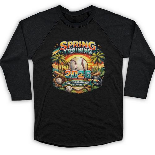 Spring Training 2026 Retro Baseball Palm Cactus Baseball Raglan Shirt - Sportilla