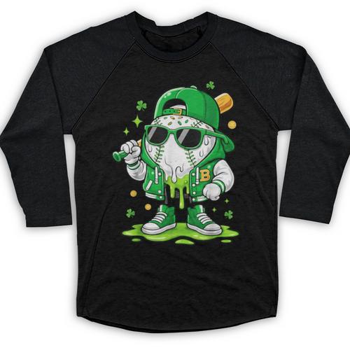 St Patrick Day Baseball Drip Ice Cream Men Boys Kids Baseball Raglan Shirt - Sportilla