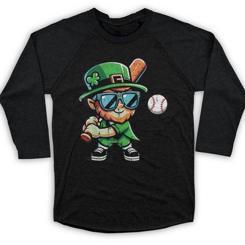 St Patricks Day Leprechaun Baseball Saint Paddys Boys Men Baseball Raglan Shirt - Sportilla
