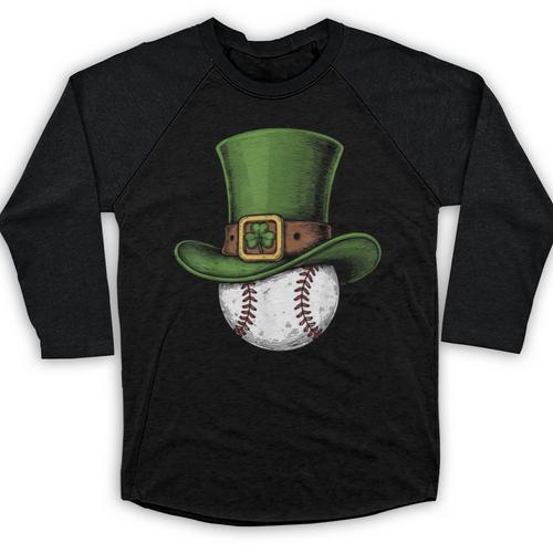 St Patricks Day Shamrock Baseball Saint Paddy's Kids Boys Baseball Raglan Shirt - Sportilla