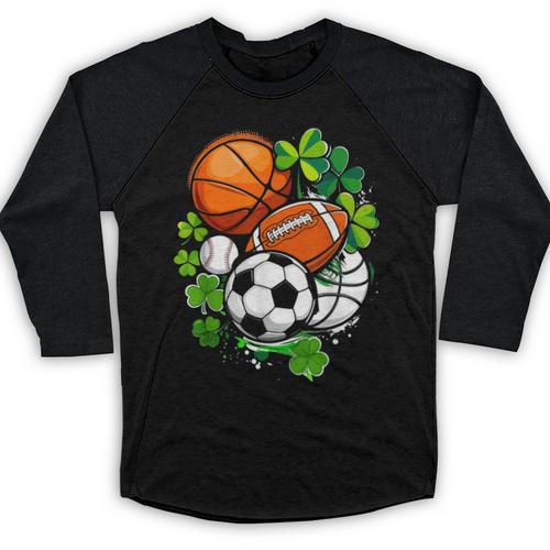 St Patricks Day Shamrock Basketball Baseball Football Soccer Baseball Raglan Shirt - Sportilla