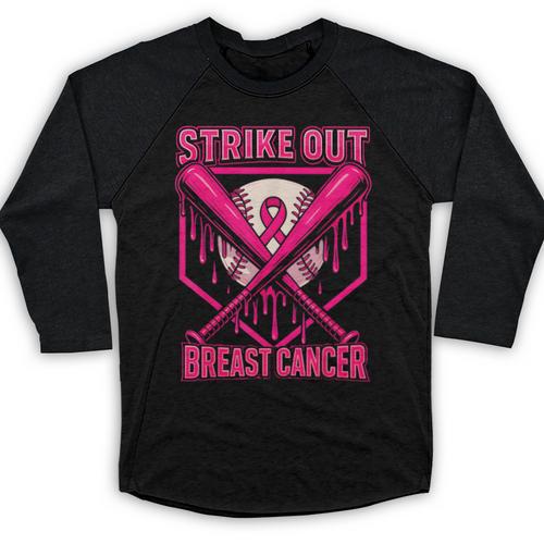 Strike Out Breast Cancer Baseball Ice Cream Drip Baseball Raglan Shirt - Sportilla