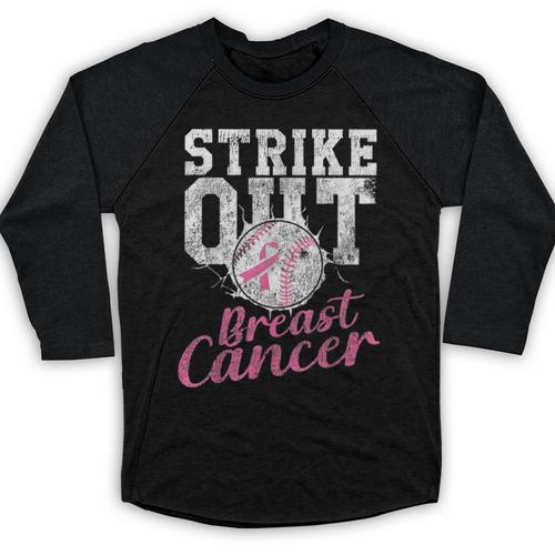 Strike Out Breast Cancer Baseball Warrior Baseball Raglan Shirt - Sportilla