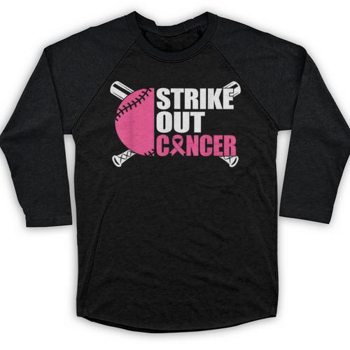 Strike Out Cancer Breast Cancer Awareness Baseball Warrior Baseball Raglan Shirt - Sportilla