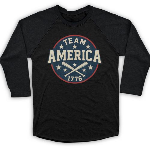 Team America 1776 4th Of July Patriotic Baseball Baseball Raglan Shirt - Sportilla