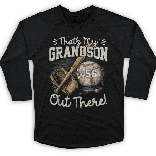 That's My Grandson Out There Jersey Number 56 Baseball Baseball Raglan Shirt - Sportilla
