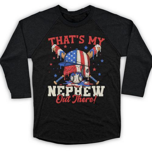 That's My Nephew Out There Baseball Cream Drip Crossed Bat Baseball Raglan Shirt - Sportilla