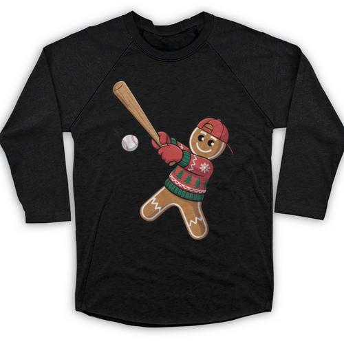 Ugly Christmas Sweater Gingerbread Baseball Toddler Kids Baseball Raglan Shirt - Sportilla