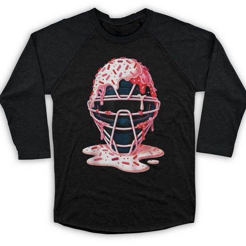 Valentine Baseball Catcher Mask Ice Cream Drip Tee For Boys Baseball Raglan Shirt - Sportilla