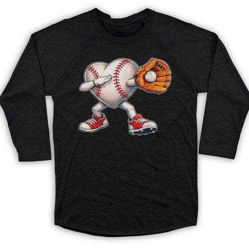 Valentine Baseball Heart Sport Love Valentines Day Boys Kids Baseball Raglan Shirt - Sportilla