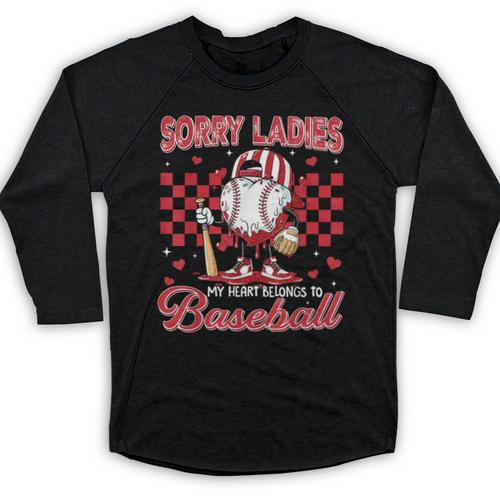 Valentine My Heart Belongs Baseball Lover Boy Men Baseball Raglan Shirt - Sportilla