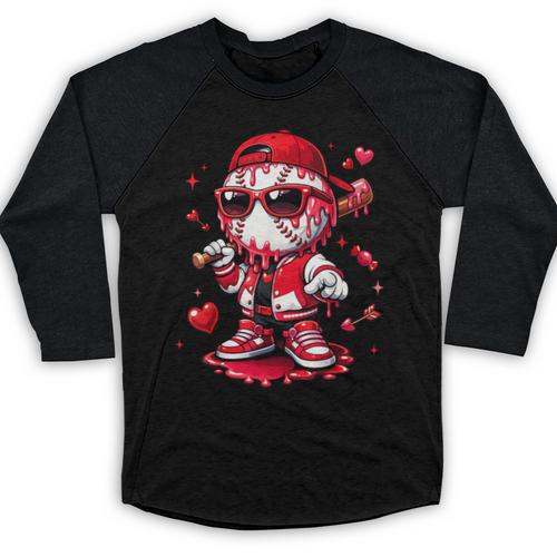 Valentines Day Baseball Drip Ice Cream For Boys Kids Teens Baseball Raglan Shirt - Sportilla