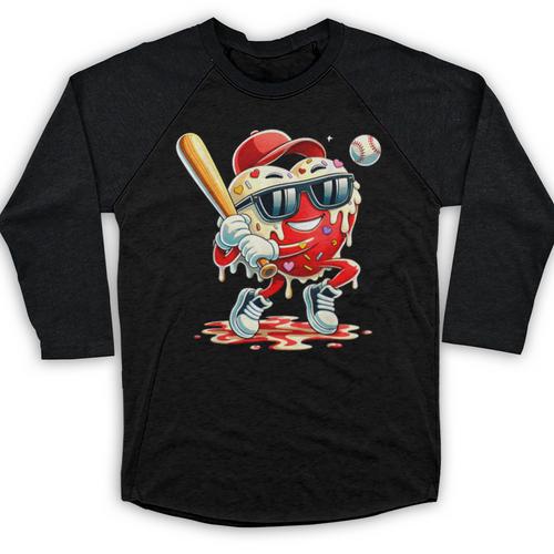 Valentines Day Heart Baseball Drip Ice Cream Boys Kids Men Baseball Raglan Shirt - Sportilla